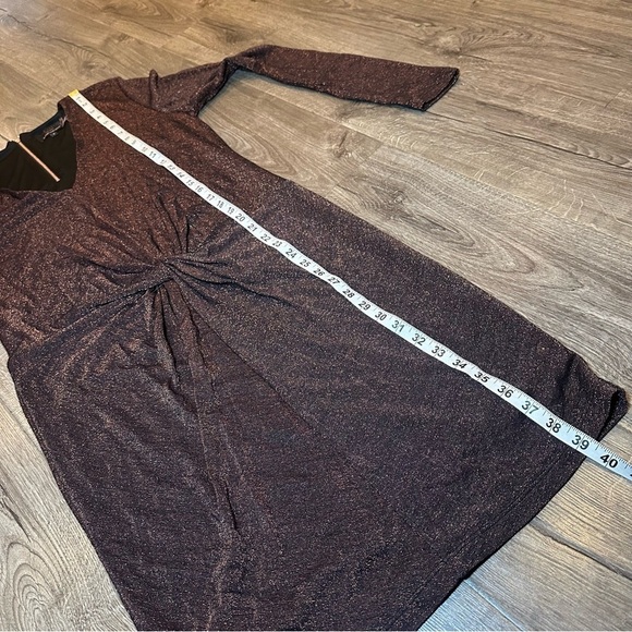 Ted Baker Dafney Metallic Long Sleeve Midi Dress 4 Us M $295 Twist Copper Brown - Picture 12 of 13